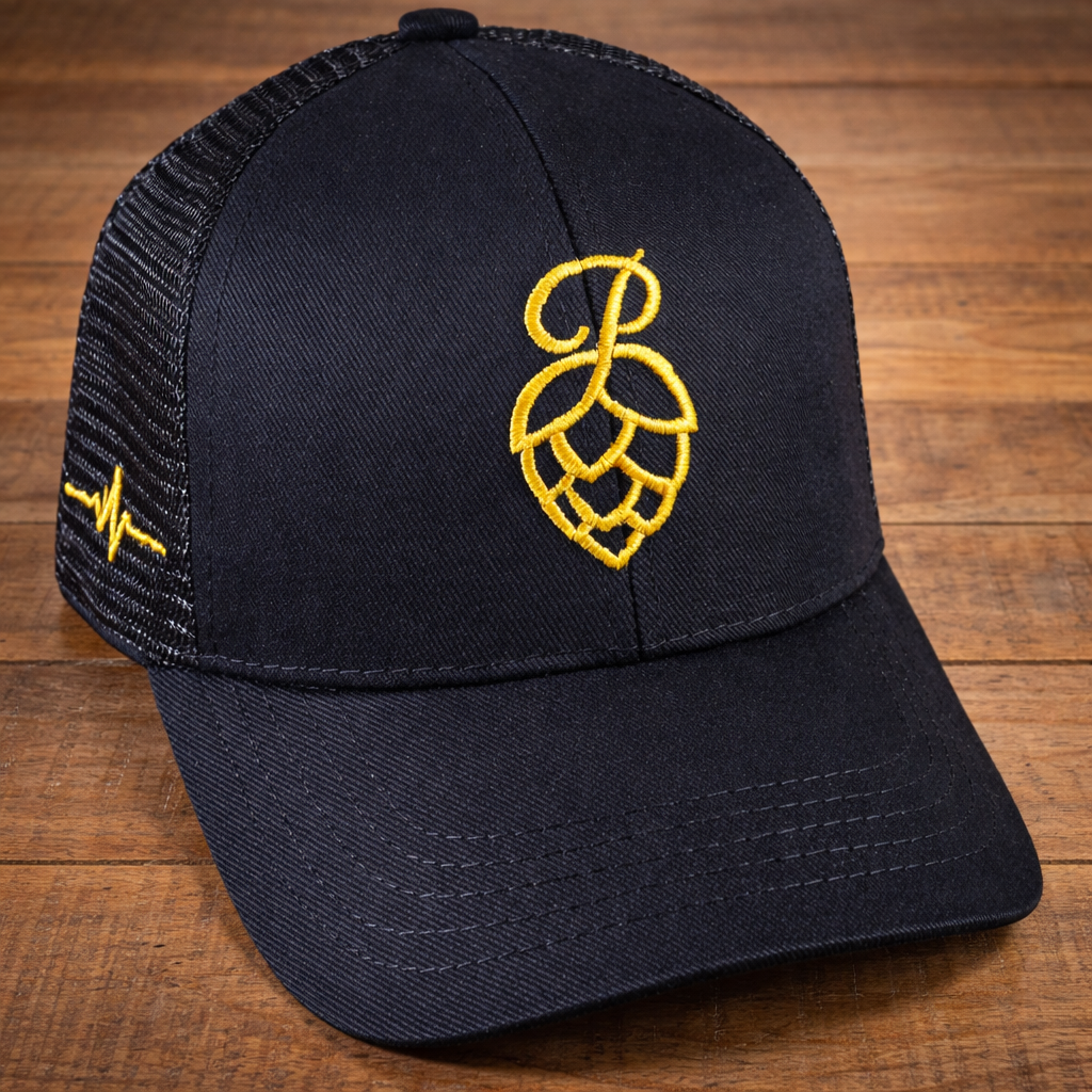 Pils ist mein Puls Cap – Schwarze Girl Cap mit goldener Stickerei