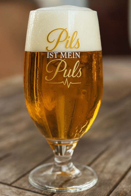 Pils ist mein Puls Bierglas | 0,5L Pils-Gral | Geschenk für Bierliebhaber