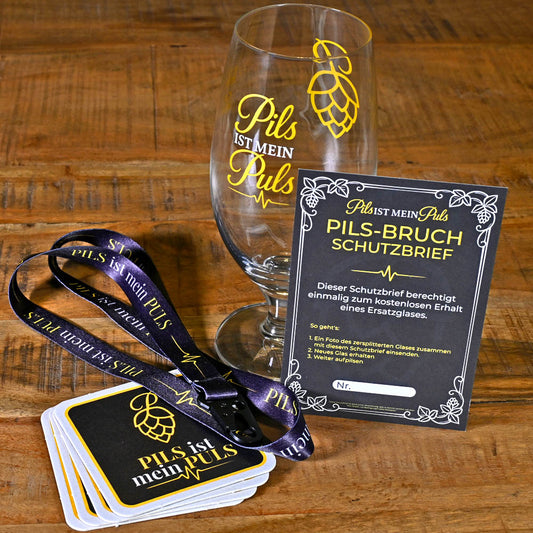 Pils ist mein Puls Bierglas | 0,5L Pils-Gral | Schutzbrief | Geschenk für Bierliebhaber