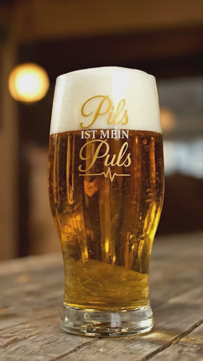 Pils ist mein Puls Bierglas | 0,5L Pils-Gral | Schutzbrief | Geschenk für Bierliebhaber